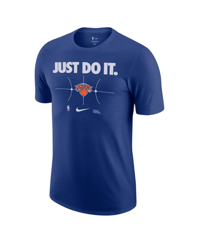 Shop Nike Men's  Blue New York Knicks Just Do It T-shirt