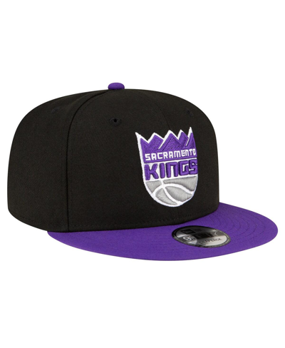 New Era Men's  Black, Purple Sacramento Kings Official Team Color 2tone 9fifty Snapback Hat In Black,purple