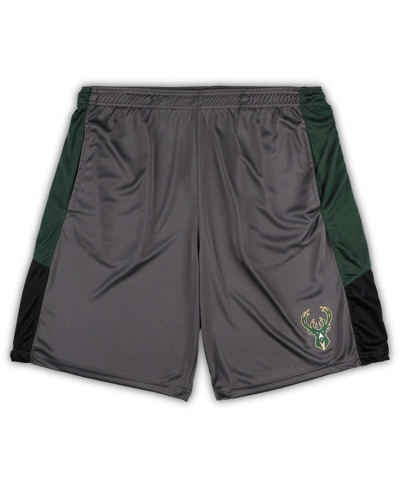 Fanatics Men's  Gray Milwaukee Bucks Big And Tall Shorts In Gray