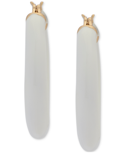 Shop Lucky Brand Gold-tone Small White Hoop Earrings