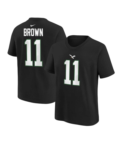 Shop Nike Big Boys And Girls  A.j. Brown Black Philadelphia Eagles Player Name And Number T-shirt