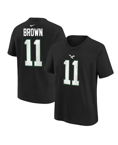 Nike Big Boys And Girls  A.j. Brown Black Philadelphia Eagles Player Name And Number T-shirt In Black