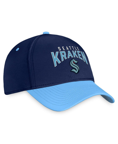 Shop Fanatics Men's  Deep Sea Blue, Light Blue Seattle Kraken Fundamental 2-tone Flex Hat In Deep Sea Blue,light Blue