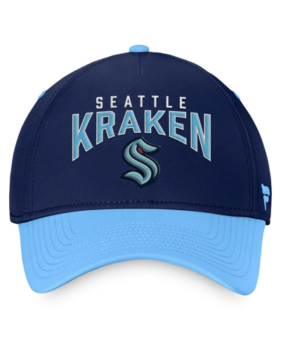 Shop Fanatics Men's  Deep Sea Blue, Light Blue Seattle Kraken Fundamental 2-tone Flex Hat In Deep Sea Blue,light Blue