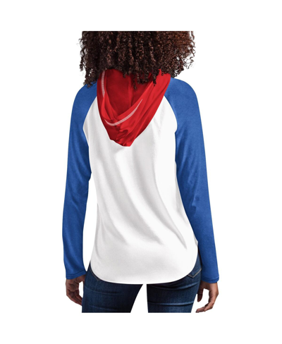 Shop G-iii 4her By Carl Banks Women's  White Kyle Larson Mvp Raglan Hooded Long Sleeve T-shirt