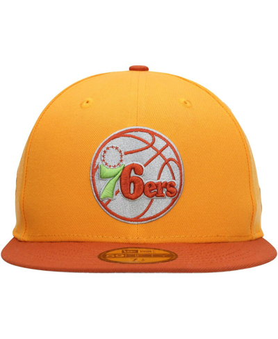 Shop New Era Men's  Gold, Rust Philadelphia 76ers 59fifty Fitted Hat In Gold,rust