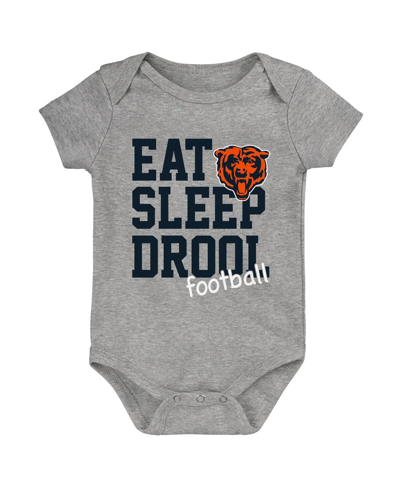 Shop Outerstuff Baby Boys And Girls Orange, Navy, Heather Gray Chicago Bears Three-pack Eat, Sleep And Drool Retro B In Orange,navy,heather Gray