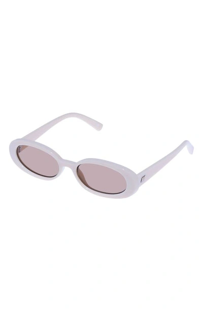 Shop Le Specs Outta Love 51mm Oval Sunglasses In Ecru