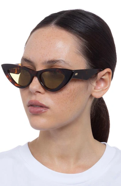 Shop Le Specs Hypnosis 50mm Cat Eye Sunglasses In Dark Tort