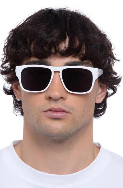 Shop Le Specs Transmission 56mm D-frame Sunglasses In White