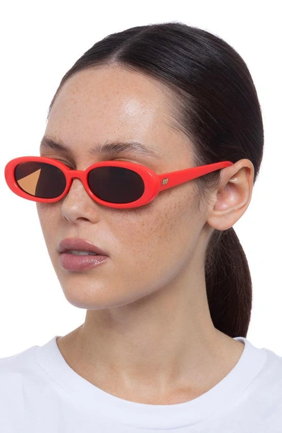 Shop Le Specs Outta Love 51mm Oval Sunglasses In Electric Orange