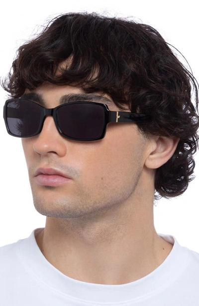 Shop Le Specs Trance 56mm Rectangular Sunglasses In Black