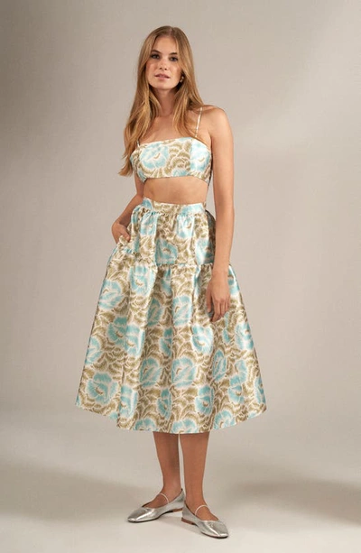 Shop 1.state Print Tiered A-line Skirt In Blue River