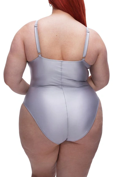 Shop Good American Always Ruched One-piece Swimsuit In Silver001