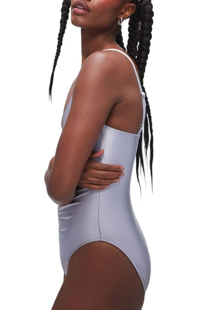 Shop Good American Always Ruched One-piece Swimsuit In Silver001