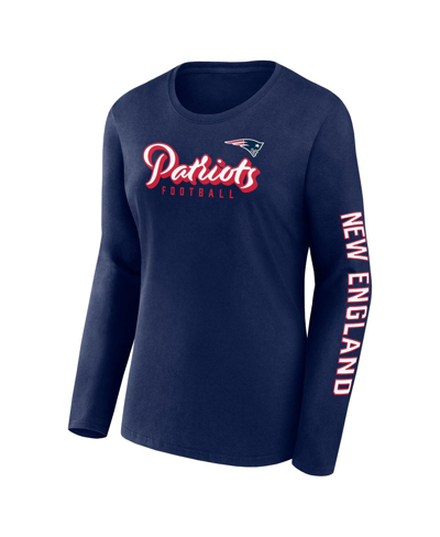 Shop Fanatics Women's  Navy, White New England Patriots Two-pack Combo Cheerleaderâ T-shirt Set In Navy,white