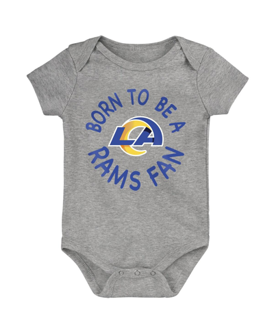 Shop Outerstuff Baby Boys And Girls Royal, Gold, Gray Los Angeles Rams Born To Be 3-pack Bodysuit Set In Royal,gold,gray