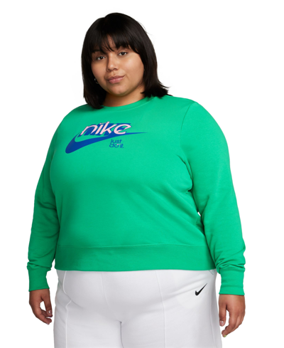 Shop Nike Plus Size Logo Graphic Fleece Sweatshirt In Stadium Green