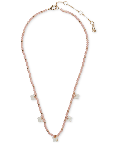 Shop Lucky Brand Gold-tone Mother-of-pearl Butterfly Charm Beaded Statement Necklace, 15-3/4" + 3" Extender