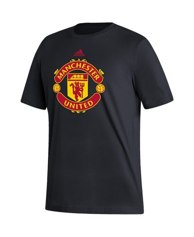 Shop Adidas Originals Men's Adidas Black Manchester United Vertical Back T-shirt