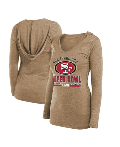 Shop Majestic Women's  Threads Gold Distressed San Francisco 49ers Super Bowl Lviii Hard Court Tri-blend L