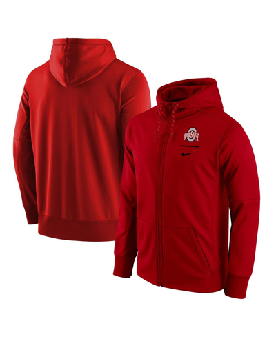 Shop Nike Men's  Scarlet Ohio State Buckeyes Logo Stack Therma Performance Full-zip Hoodie