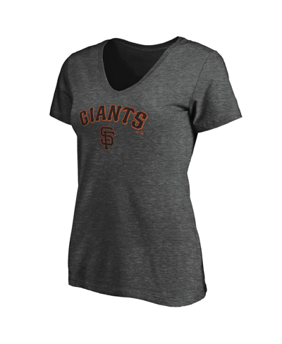 Shop Fanatics Women's  Heathered Charcoal San Francisco Giants Team Logo Lockup V-neck T-shirt