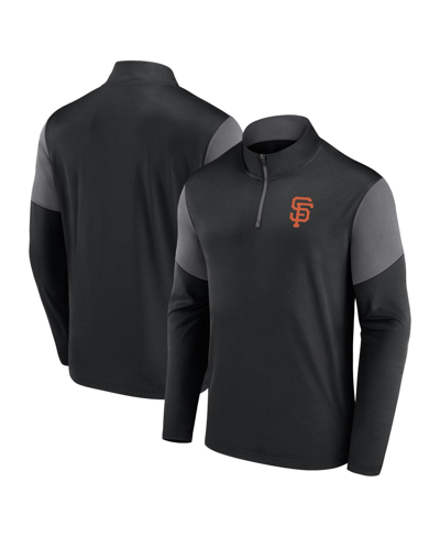 Fanatics Branded Black San Francisco Giants Logo Quarter-zip Top In Black