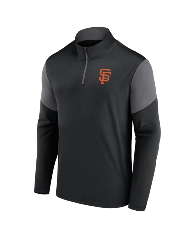 Fanatics Branded Black San Francisco Giants Logo Quarter-zip Top In Black