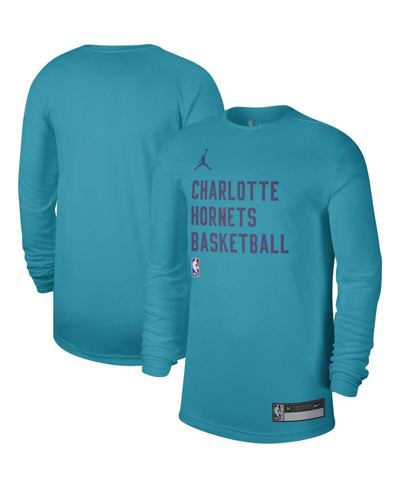 JORDAN MEN'S AND WOMEN'S JORDAN TEAL CHARLOTTE HORNETS 2023/24 LEGEND ON-COURT PRACTICE LONG SLEEVE T-SHIRT 