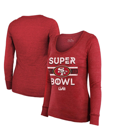Majestic Threads  Scarlet San Francisco 49ers Super Bowl Lviii Make It Happen Tri-blend Long Sleeve In Scarlet