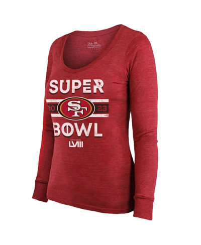 Majestic Threads  Scarlet San Francisco 49ers Super Bowl Lviii Make It Happen Tri-blend Long Sleeve In Scarlet
