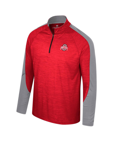 Shop Colosseum Men's Red Wisconsin Badgers Langmore Raglan Quarter-zip Top In Scarlet