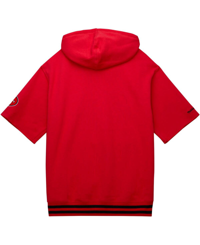 Mitchell & Ness Men's  Scarlet San Francisco 49ers Pre-game Short Sleeve Pullover Hoodie In Scarlet