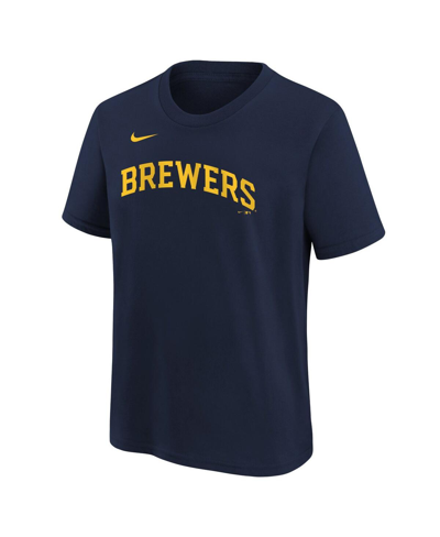 Shop Nike Big Boys  Rowdy Tellez Navy Milwaukee Brewers Player Name And Number T-shirt