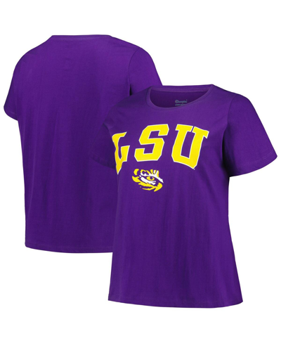 Shop Profile Women's  Purple Lsu Tigers Plus Size Arch Over Logo Scoop Neck T-shirt