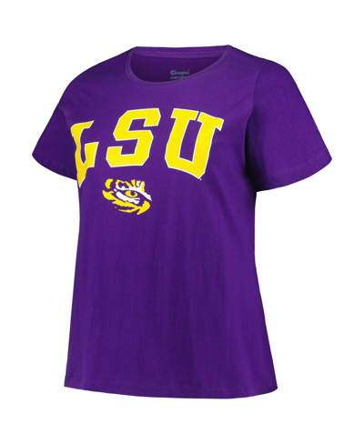 Shop Profile Women's  Purple Lsu Tigers Plus Size Arch Over Logo Scoop Neck T-shirt