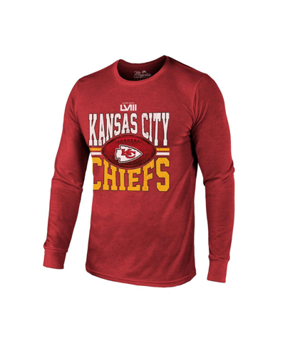 Shop Majestic Men's  Threads Red Kansas City Chiefs Super Bowl Lviii Tri-blend Long Sleeve T-shirt