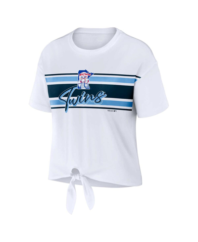 Wear By Erin Andrews White Minnesota Twins Front Tie T-shirt In White