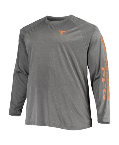 Shop Columbia Men's  Charcoal Texas Longhorns Big And Tall Terminal Tackle Omni-shade Long Sleeve Raglan T