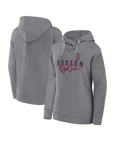 Fanatics Branded Heather Gray Boston Red Sox Script Favorite Pullover Hoodie In Heather Gray