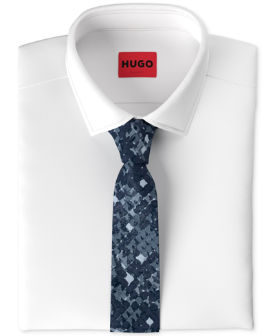 Shop Hugo By  Boss Men's Abstract-pattern Cotton Tie In Navy