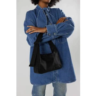 Shop Baggu Black Mini Nylon Shoulder Bag