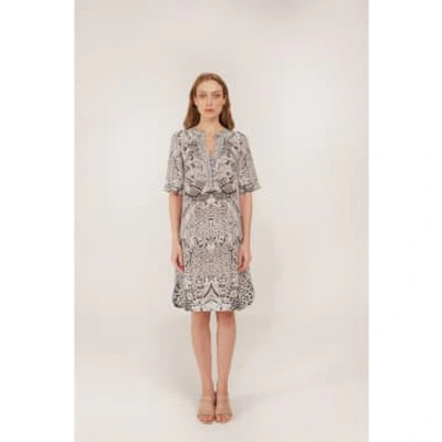 Shop Inoa Dahlia Matera Print Loose Fit Maxi Dress Col: Grey