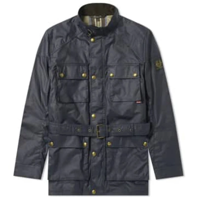 Shop Belstaff Trialmaster Jacket Waxed Cotton Dark Navy In Blue