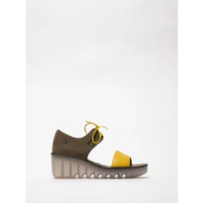 Fly London Bilu Platform Wedge Sandal In Yellow