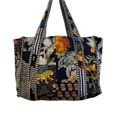 Shop Behotribe  &  Nekewlam Tote Bag Over Sized Quilted Cotton Black