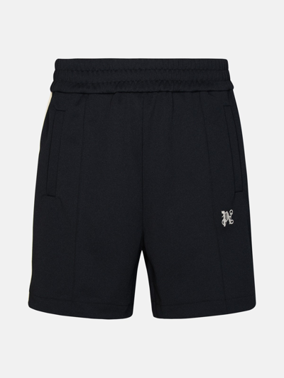 Shop Palm Angels Black Polyester Track Bermuda Shorts