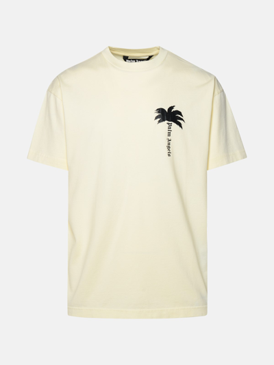 Shop Palm Angels Ivory Cotton T-shirt