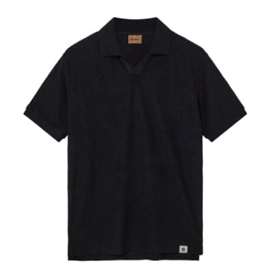 Shop Mos Mosh Gallery Roma Split Polo Navy Ss/24 In Blue